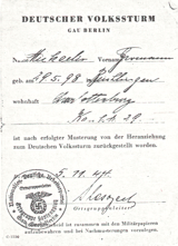 Ausmusterungsbescheid für Hermann Michaelis